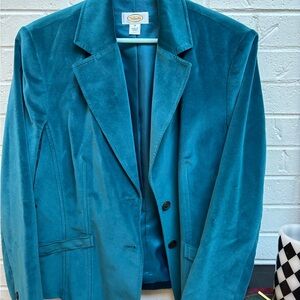 Talbots Turquoise Velvet NWOT chic blazer size 14